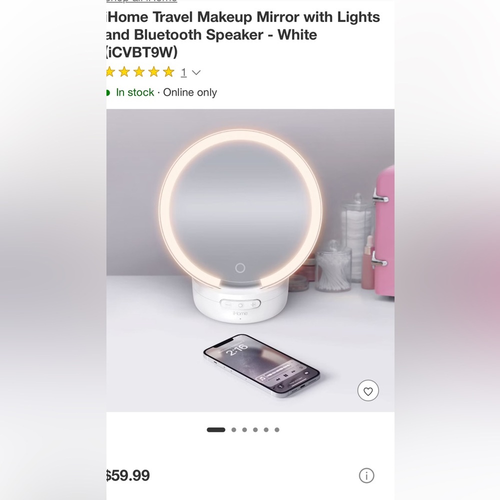 iHome Portable Mirror & Bluetooth Speaker